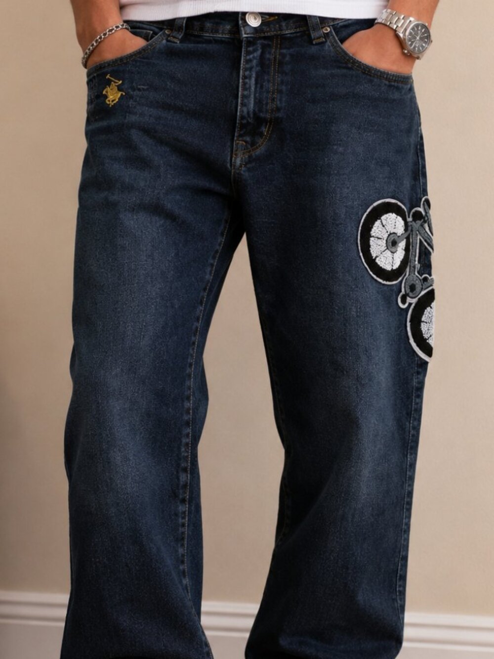 U.S. Polo Assn. Jeans Men's 32X28 Blue Denim Straight Leg Embroidered Patch